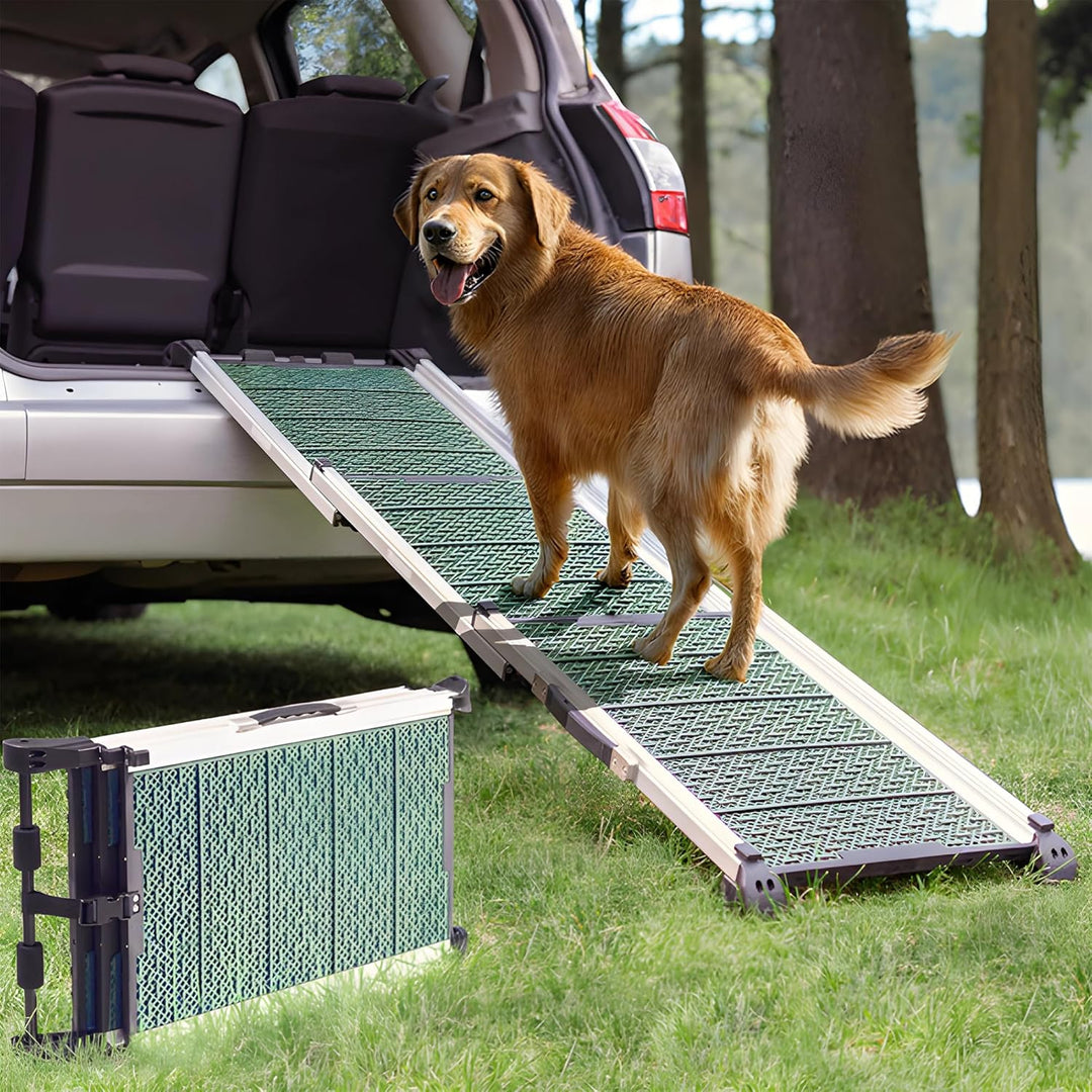 Hunderampe Auto Klappbar - Stabile und rutschfeste Hundeleiter Auto & SUV bis zu 90kg Belastbar - Te