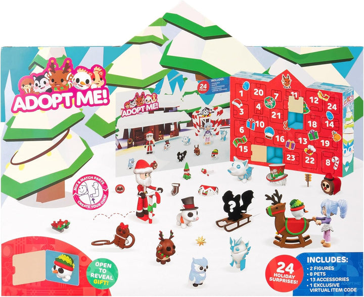 Adopt Me! AME0174 - Adventskalender, 24 Überraschungen inkl. Tieren, Figuren und exklusivem virtuell