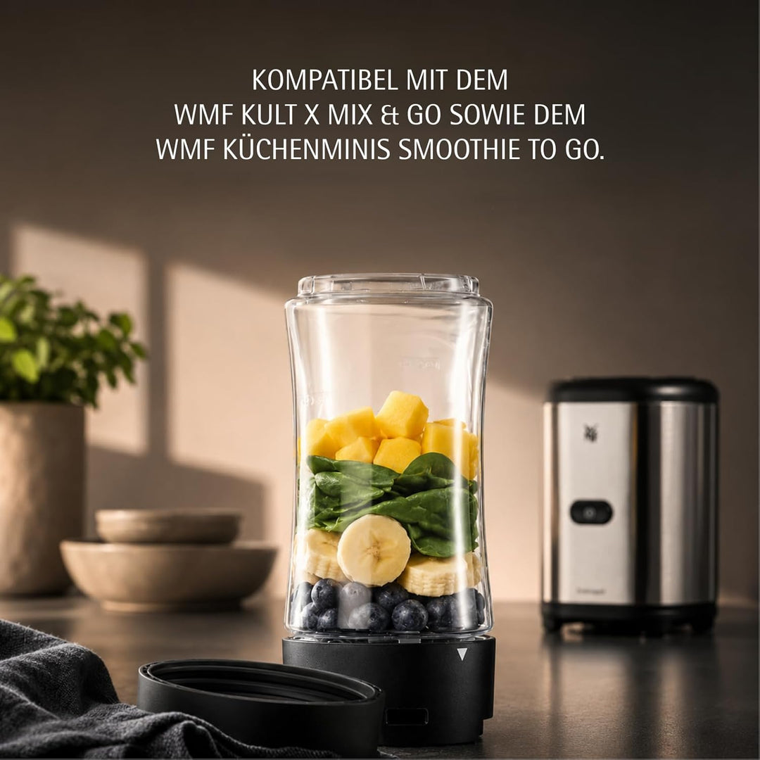 WMF Kult X Zubehör-Set, 3-teilig, Mixbehälter 300 ml und Klinge mit Verschlussdeckel, für den Kult X