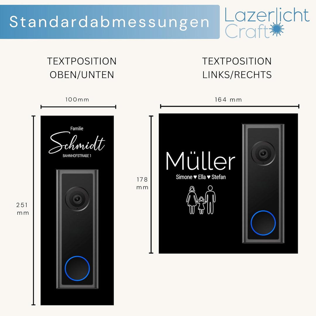 Klingelschild für Eufy Video Türklingel C30 & C31 | Schwarz oder Anthrazit | Verschiedene Muster, Ve