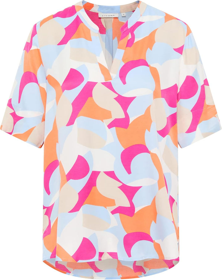 ETERNA Modern Fit Bluse Halbarm Kelchkragen Muster rosa 38, 38