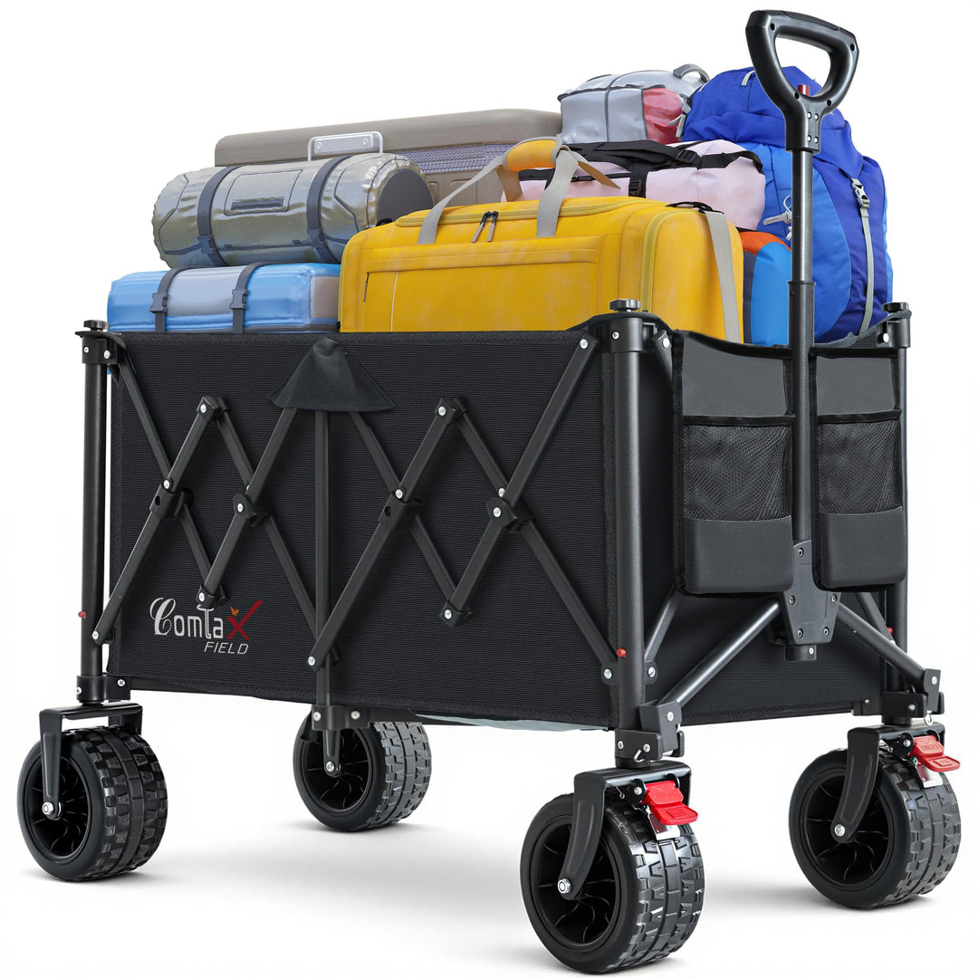 COMLAX FIELD Bollerwagen Faltbar 200L 200KG, Faltbarer Bollerwagen mit Breiten Rädern, Strandwagen K