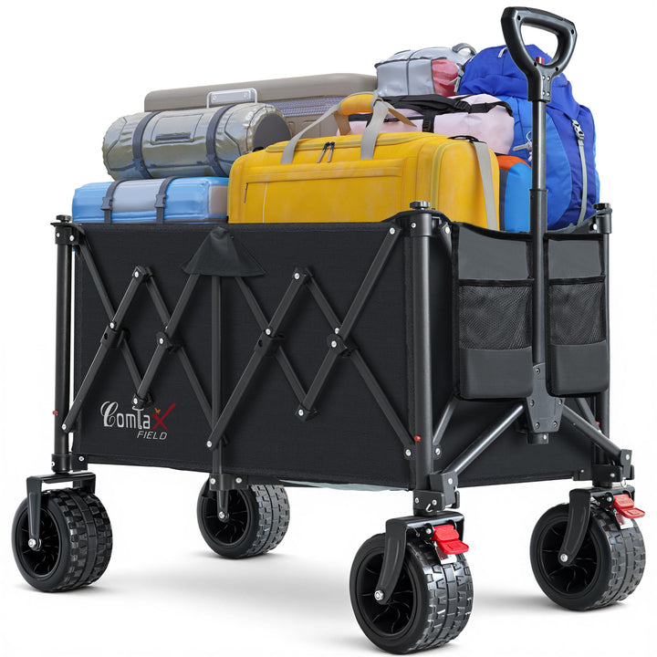 COMLAX FIELD Bollerwagen Faltbar 200L 200KG, Faltbarer Bollerwagen mit Breiten Rädern, Strandwagen K