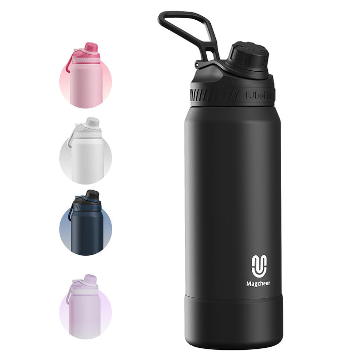 magcheer Isolierte Edelstahl Trinkflasche 1L mit Griff | BPA-Frei & Auslaufsichere Isolierte Thermos