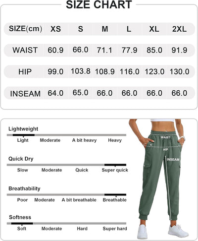 AjezMax Damen Cargohose Jogginghose Leicht Schnell Trockene Wanderhose Athletische Workout Outdoorho