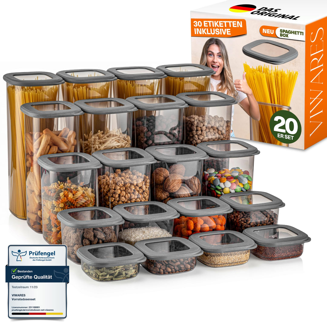 Vorratsdosen mit Deckel Luftdicht, 20er Vorratsbehälter Set BPA-Frei, Vorratsdose zur Müsli Mehl Auf