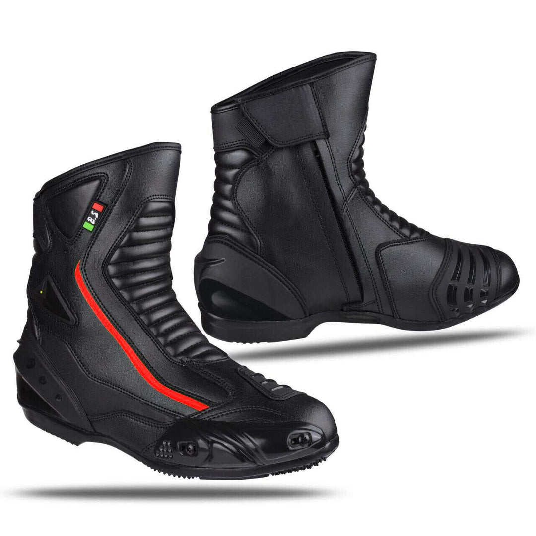 BI ESSE - Motorradschuhe aus Leder, wasserdicht, atmungsaktiv, Winterstiefel für Strasse, Knöchelsch