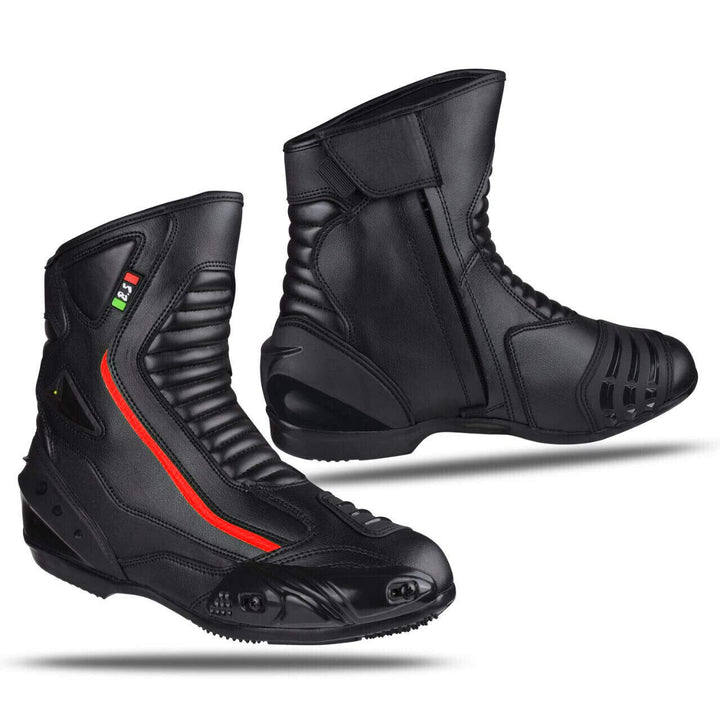 BI ESSE - Motorradschuhe aus Leder, wasserdicht, atmungsaktiv, Winterstiefel für Strasse, Knöchelsch