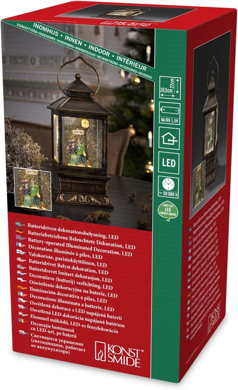 Konstsmide 2808-000 LED Schneelaterne mit Schneemann / für Innen (IP20) / 1 warm weisse Diode / Batt