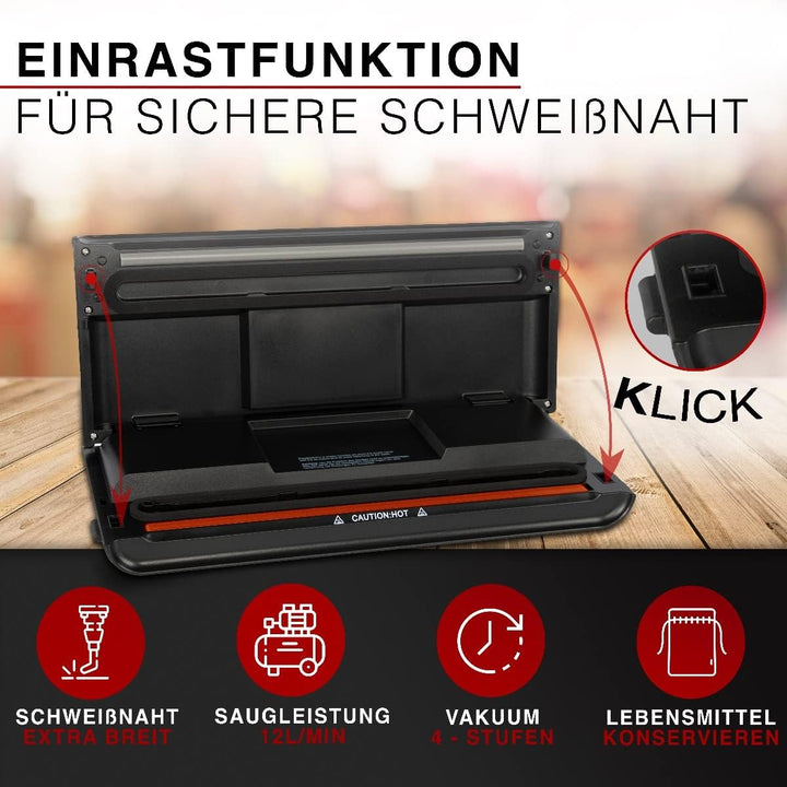 Vakuumierer für Lebensmittel inkl. Vakuum Beutel | Vakuumiergerät Edelstahl für 8x längere Frische |