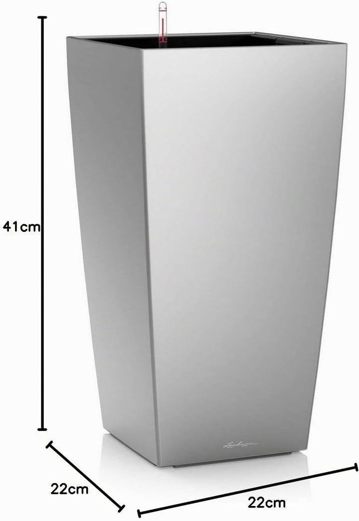 LECHUZA CUBICO Premium 22 silber metallic 18468 22x22x41 cm Silber Metallic, 22x22x41 cm Silber Meta