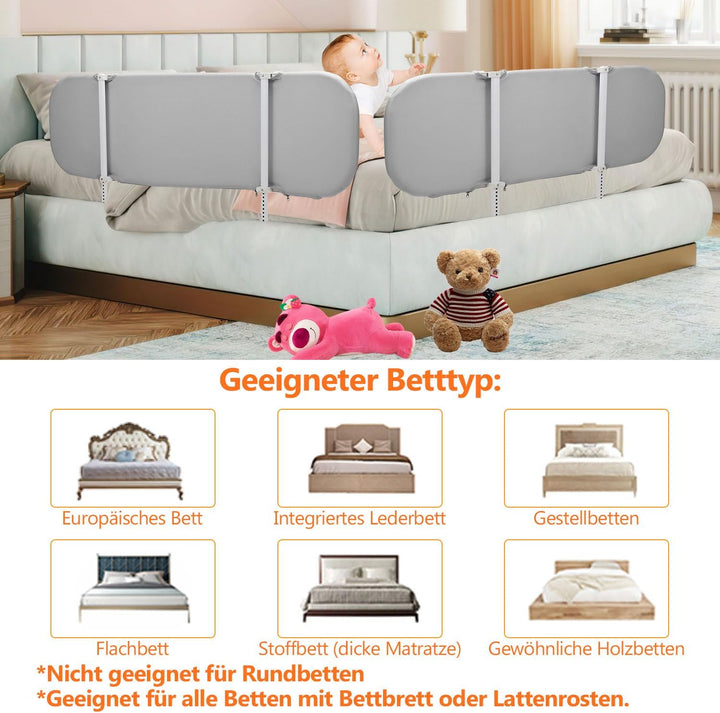 150CM Bettgitter Boxspringbett Klappbar,Bettschutzgitter Rausfallschutz für Kinder,Kinderbettgitter
