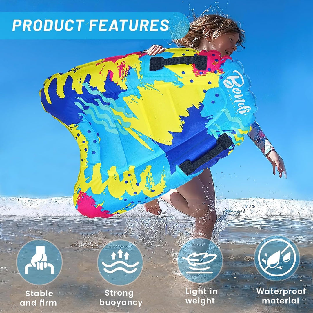 Luftmatratze Wasser für Kinder & Erwachsene, FainFun Surfbrett Aufblasbar, Bodyboard mit Griffen, Wa