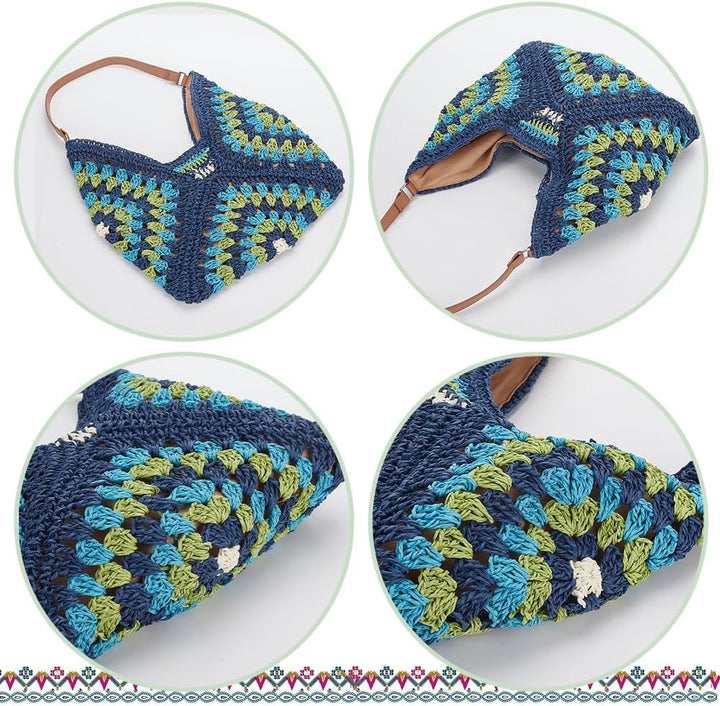 FREEBLOSS Häkelset Für Anfänger, Granny Square Häkel Starter Set, Häkel Einkaufstasche, Häkeltaschen