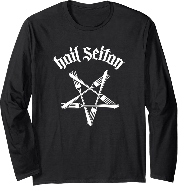Hail Seitan Fork Pentagram Langarmshirt