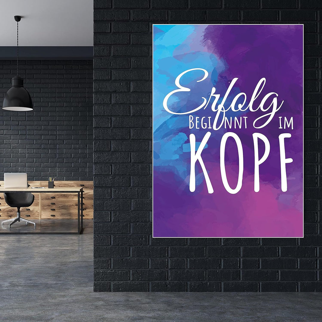 wandmotiv24 Poster als Wanddeko, Grösse Din A0, Erfolg beginnt im Kopf, Pastell, Moderne Wanddeko, W