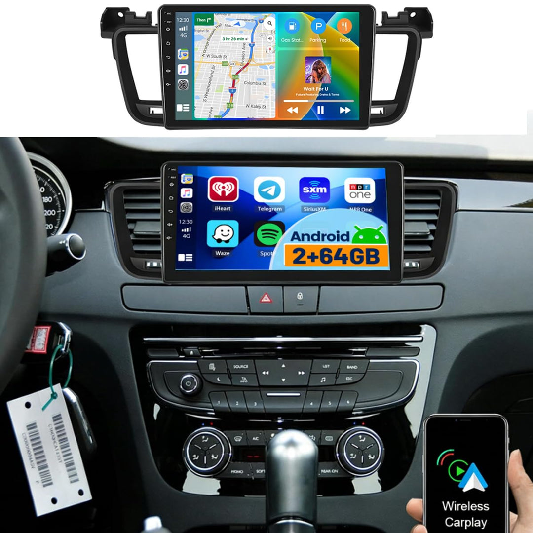 2+64GB Android Autoradio für Peugeot 508 2012-2016 Wireless Carplay Android Auto, 9'' IPS Touchscree