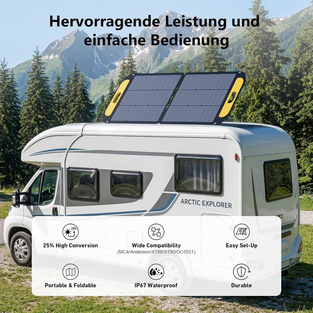VTOMAN 110W Leicht Faltbares Solarpanel, 25% Wirkungsgrad IP67 Wasserdicht DE-110W LT, DE-110W LT