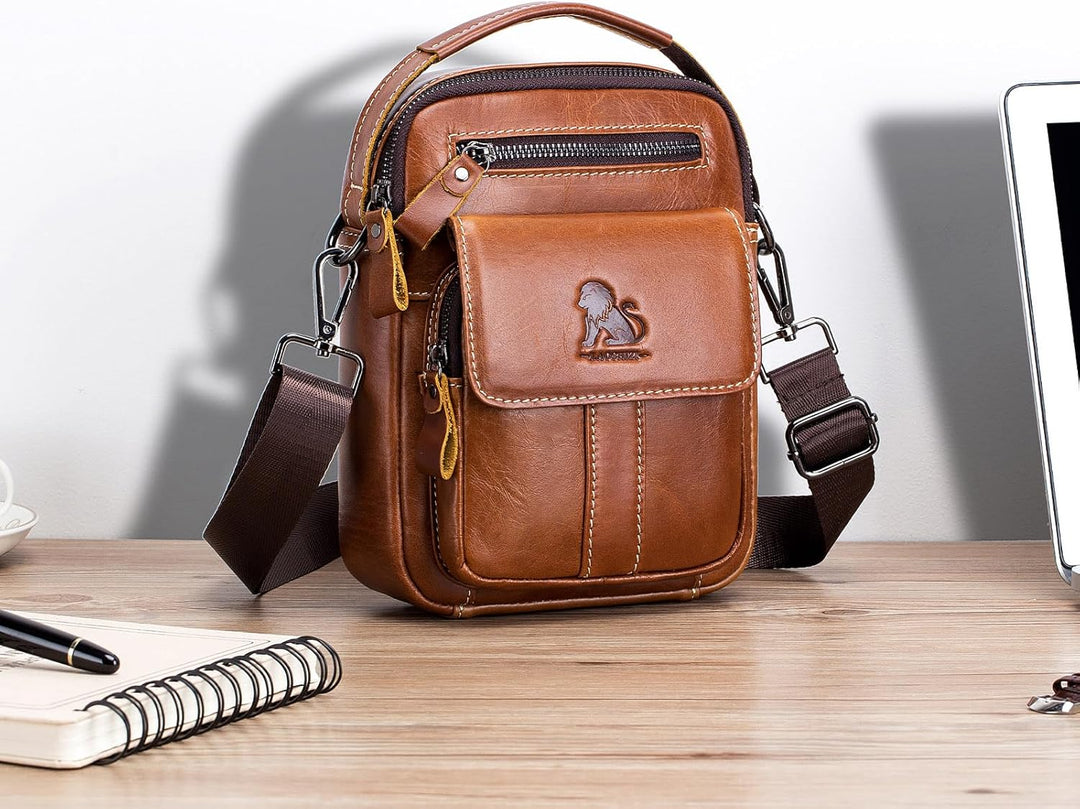 BAIGIO Umhängetaschen Herren Klein Herrentasche Leder Schultertasche Ledertasche für Männer Arbeit R
