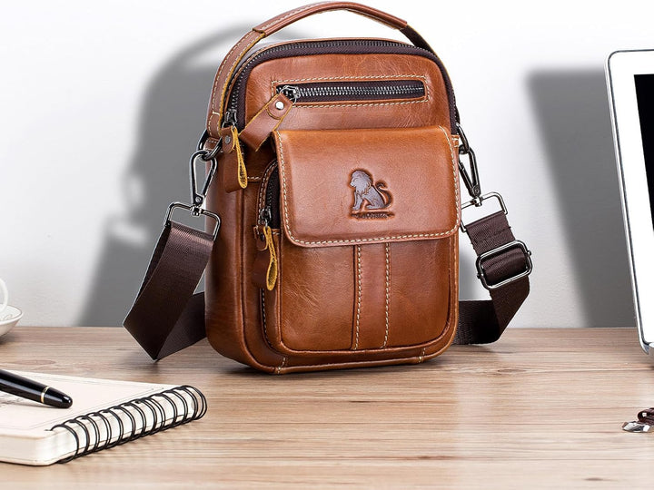 BAIGIO Umhängetaschen Herren Klein Herrentasche Leder Schultertasche Ledertasche für Männer Arbeit R
