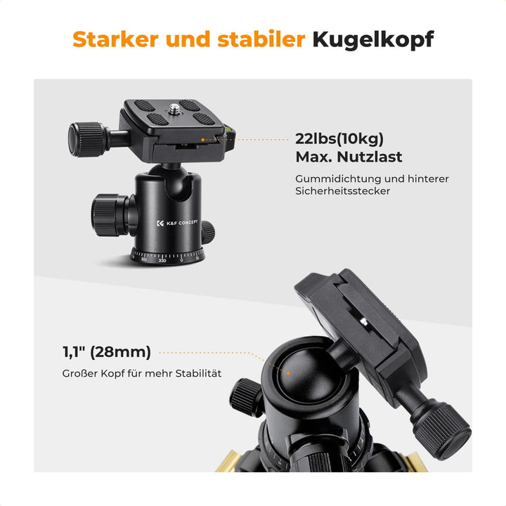 K&F Concept Kamera Stativ,184cm Handy Kamera Stativ, Leichtes Tripod mit Handyhalterung und Fernausl