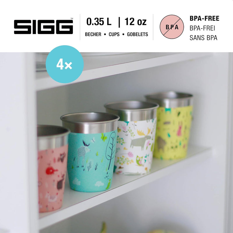 SIGG Kinderbecher Set (4 x 0.35 L), Trinkbecher für Kinder in 4 bunten Designs für Jungen und Mädche