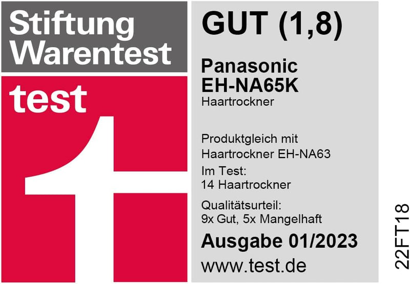 Panasonic Haartrockner EH-NA65 mit nanoe Technologie, mit 3 Temperatur- und 4 Geschwindigkeitseinste