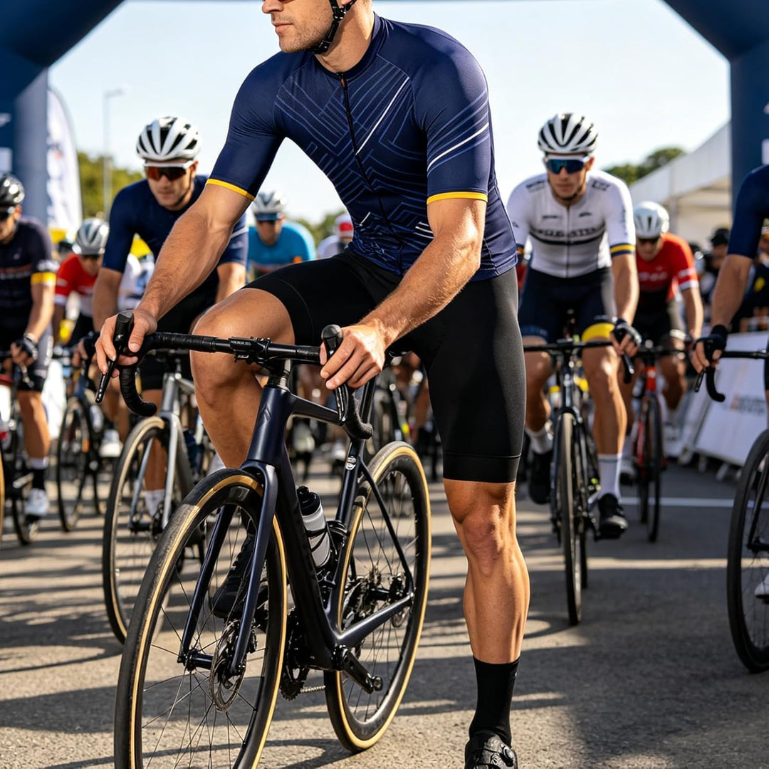Santic Radtrikot Herren Kurzarm Fahrradtrikot Herren Fahrradshirt Radshirt Kurzarm Sommer mit Tasche