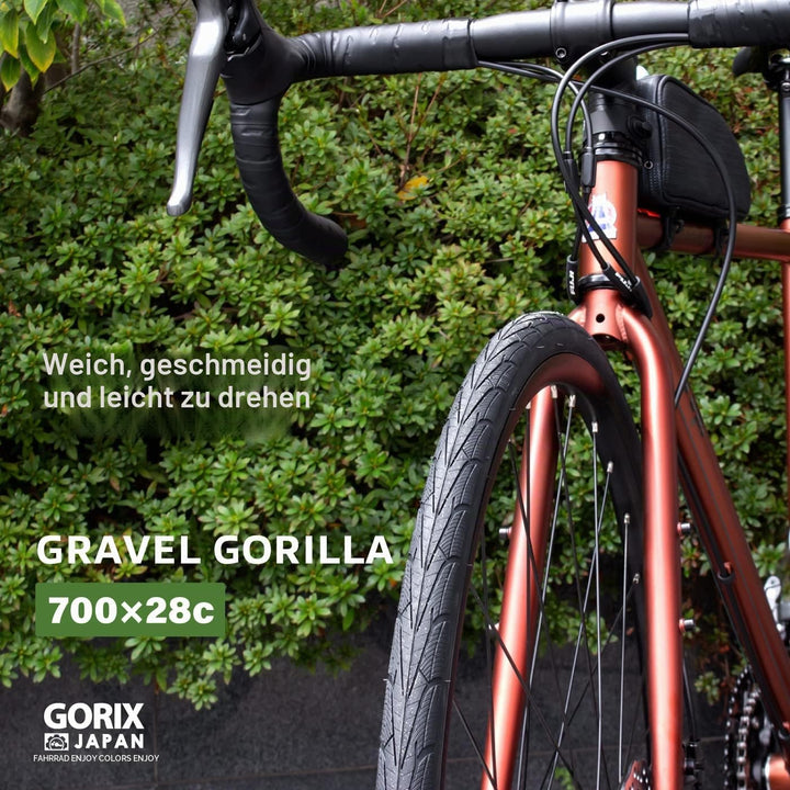 GORIX Rennrad Drahtreifen 700×28C Profil Gravel Rennrad Fahrrad (Gravel Gorilla)