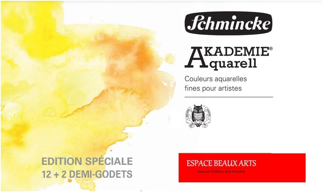 Schmincke Akademie Aquarell Malkasten, Metallkasten, 14 x 1/2 mit Da Vinci XS synthetic brush voyage