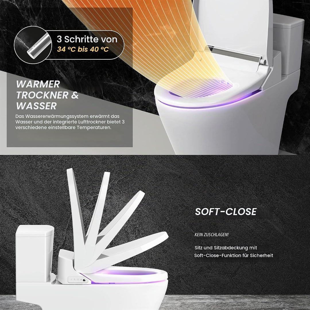 VOVO VB-4000SE Elektronischer Smart Bidet Toilettensitz, Länglich, Selbstreinigende Düse aus Vollede