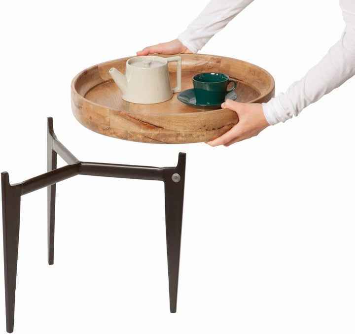 Sit Möbel Tom Beistelltisch Mango L = 46 x B = 46 x H = 42 cm Platte Natur, Beine schwarz