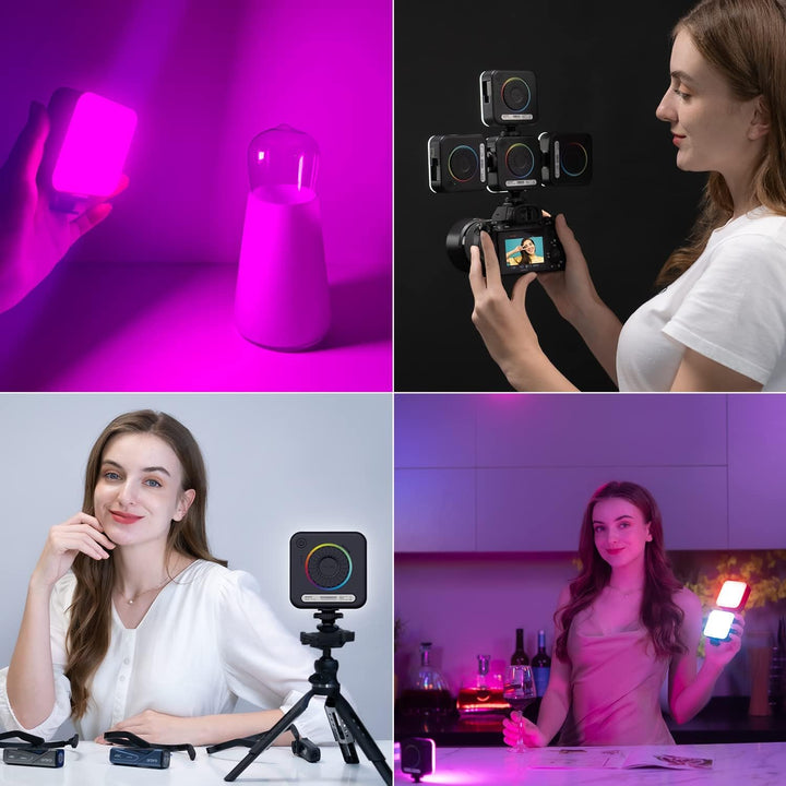 ORDRO SL-50 RGB LED Videoleuchte, Mini LED Kameraleuchte mit 108 LEDs, 3 Kaltschuhhalterungen, Wiede