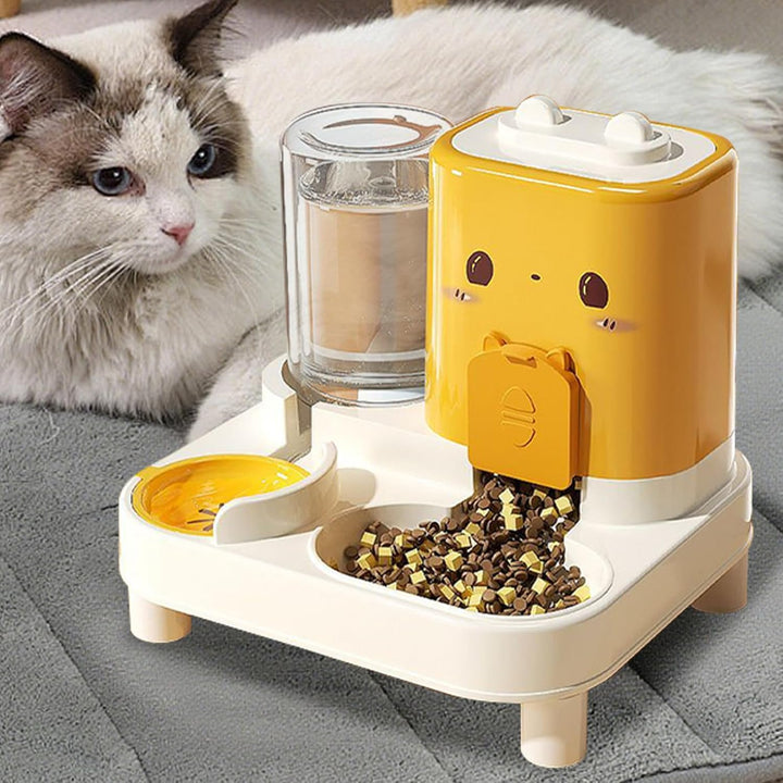 Automatischer Katzenfutterautomat | 2 In 1 Futterautomat Für Katzen,Abnehmbarer Trinknapf Für Hunde