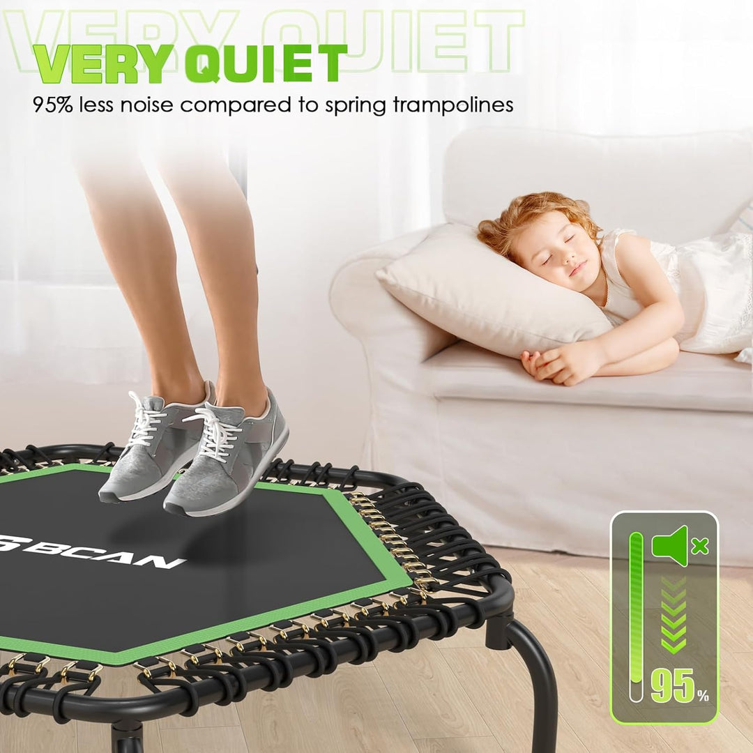BCAN 250KG Mini-Trampolin, Ø 123CM Fitness-Trampolin mit Bungees, 3-Fach Verstellbarer Schaumstoffgr