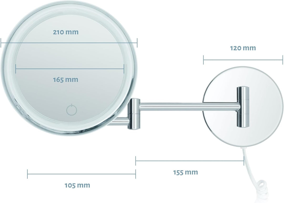Libaro LED Kosmetikspiegel Siena Vergrösserungsspiegel 7 Fach Wandmontage Dimmerfunktion Auto-Off (m