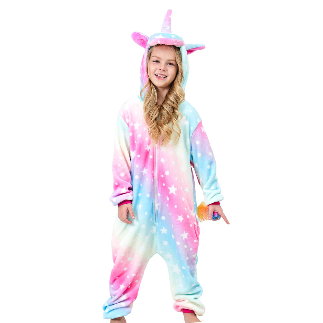Weiche Einhorn Schlafstrampler Strampelanzug Einhorn Schlafoveralls für Mädchen 5-6 Jahre Rötlich, 5
