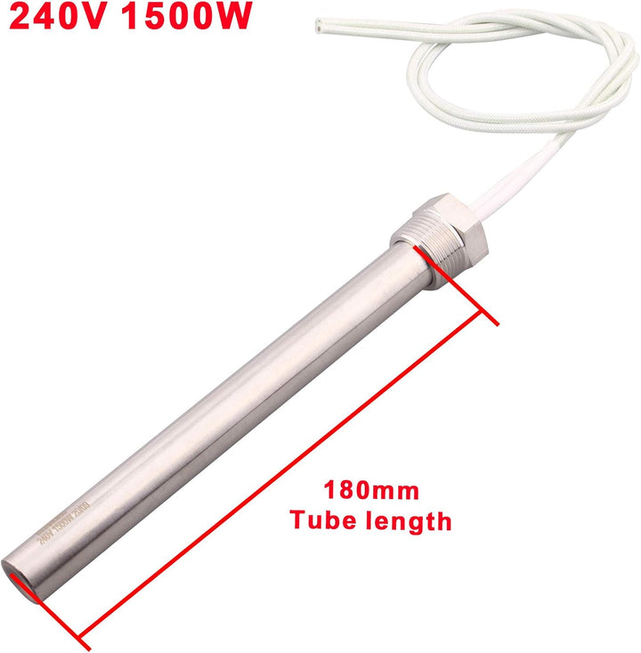 Cartridge Heater 240V 1500W Hot Rod Heating Element Replacement 3/4 Inch 26.44MM Flansch BSP Thread,