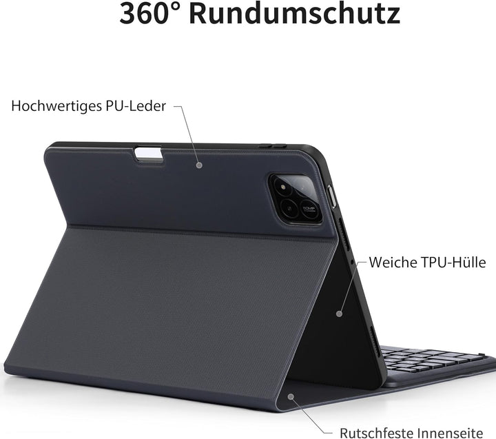 EasyAcc Tastatur Hülle Kompatibel mit Xiaomi Mi Pad 7/ Mi Pad 7 Pro (11.2 Zoll, Modell 2025) mit Sch