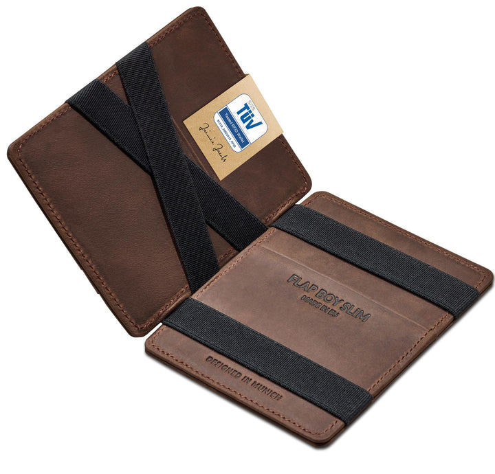 Jaimie Jacobs Flap Boy Slim ohne Münzfach Magic Wallet integrierter RFID Schutz Magischer Geldbeutel