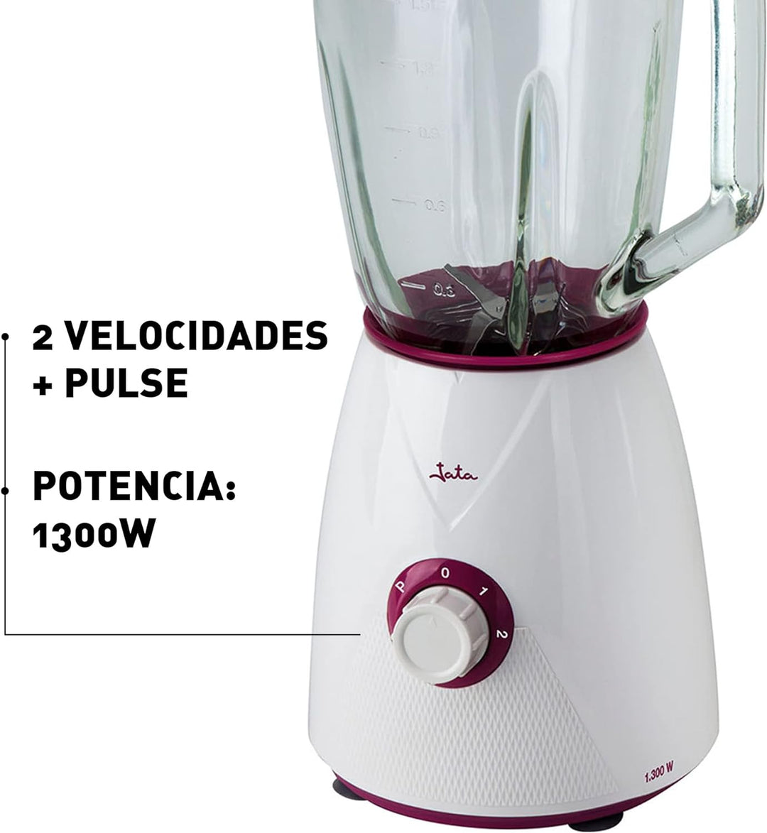 JATA BT265 Standmixer mit 2 Geschwindigkeitsstufen + Pulse, abnehmbarer Krug 1,5 l, 1300 W, Eiszerkl