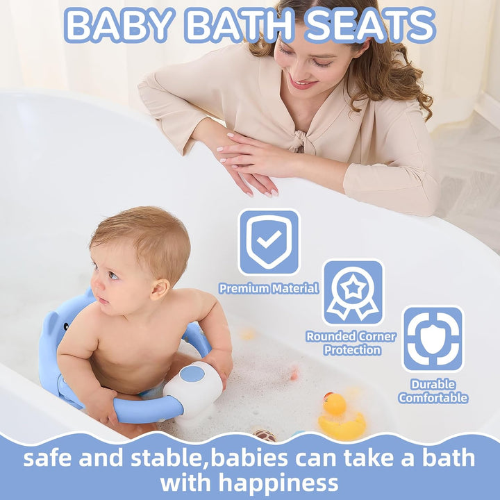 Badewannensitz Baby ab 6 Monate, Bär Rutschfester Badesitz Baby mit 4 Saugnäpfen und Kissen für Klei
