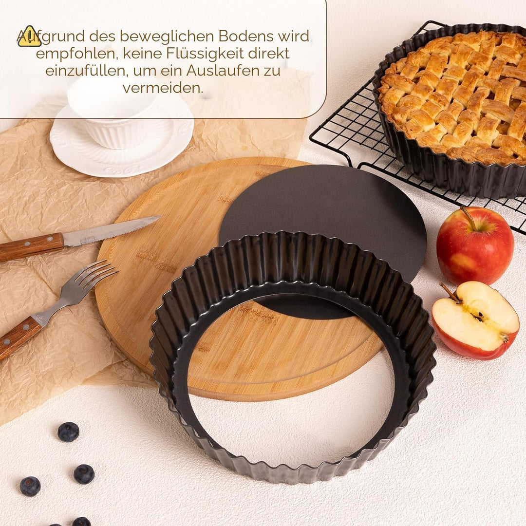 Highkit Tarteform mit Hebeboden 24 cm Quicheform Hoher Rand, Apple Pie Form, Antihaftbeschichtete Qu