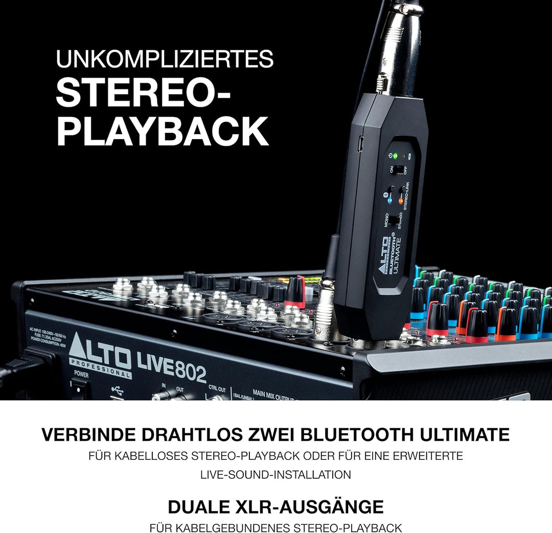 Alto Professional Bluetooth Ultimate - Wiederaufladbarer Bluetooth-Stereo-Empfänger mit XLR-Verbindu