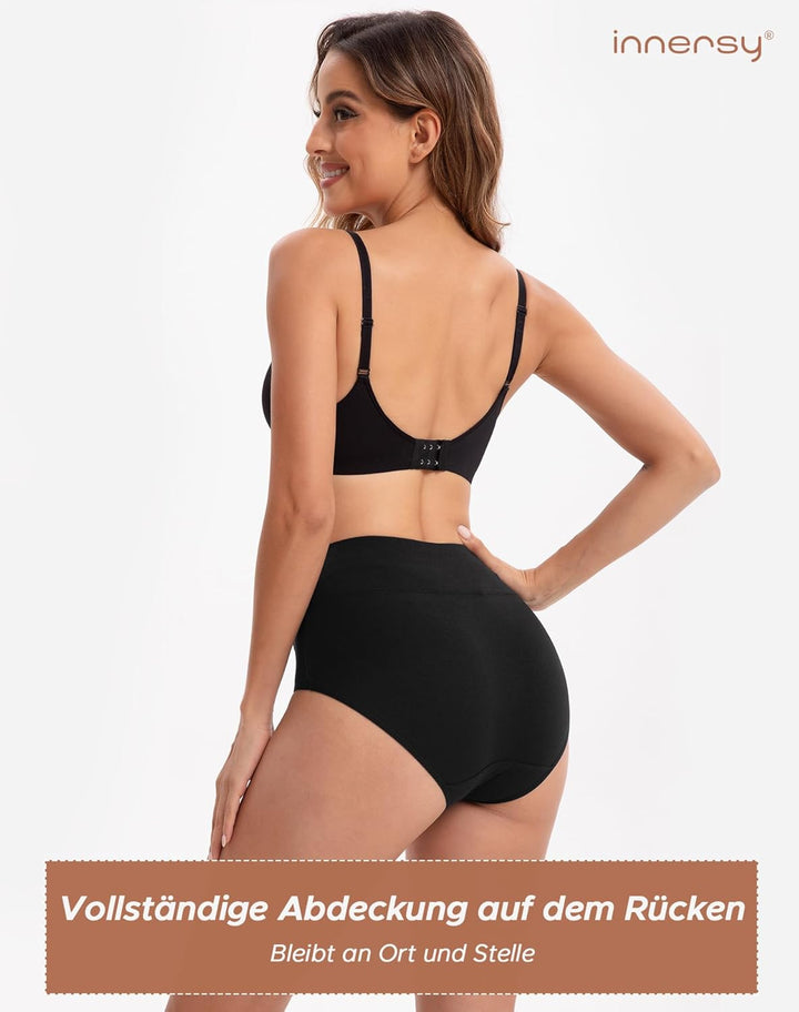 INNERSY Unterhosen Damen Baumwolle Stretch Slips Hohe Taille Weiche Unterwäsche Frauen 5er Pack XS S