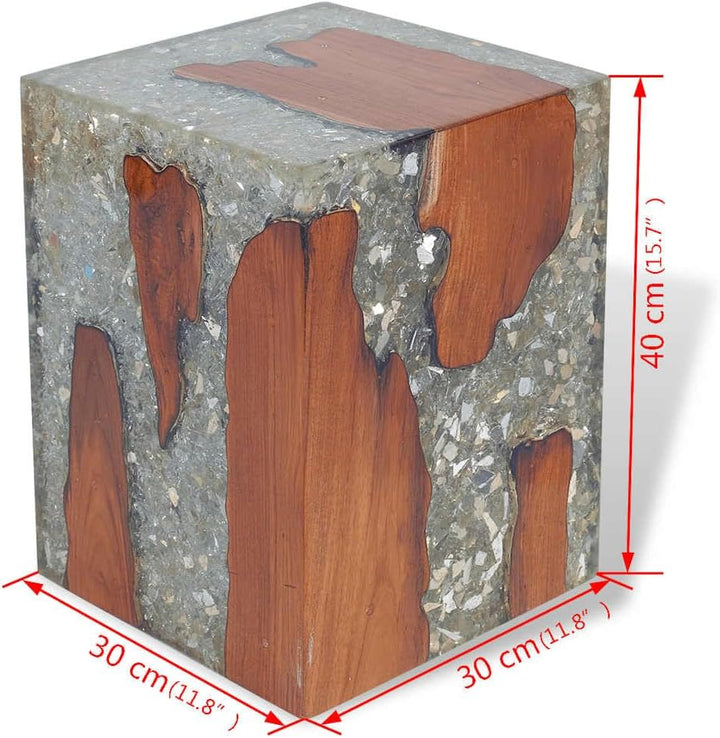 vidaXL Teak Massivholz Hocker Sitzhocker Fusshocker Beistelltisch Harz 30x30x40cm