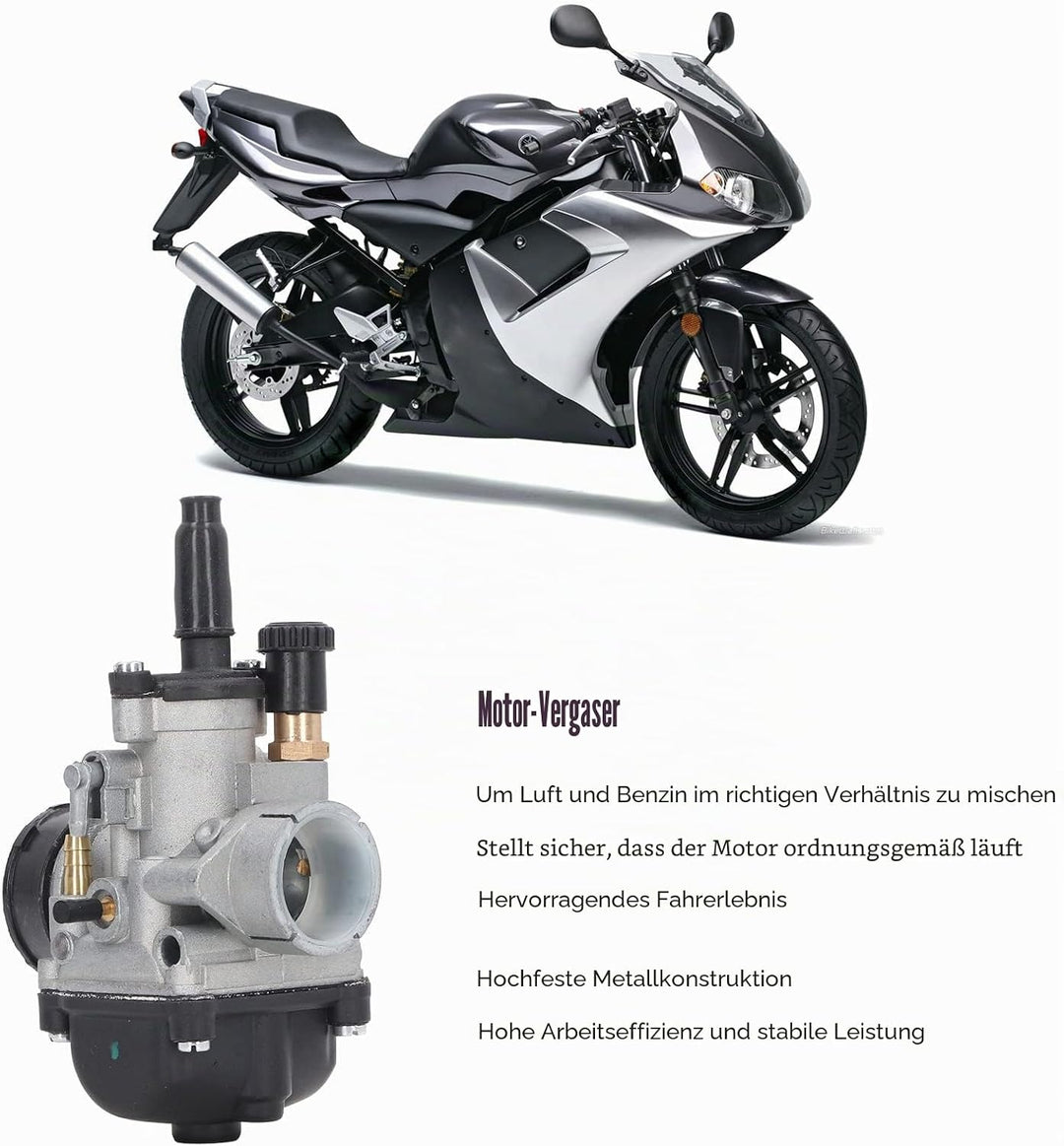 Motorvergaser, für Dellorto PHBG DS 21mm Motorrad Vergaser Richtiges Verhältnis Passend für 2-Takt-S