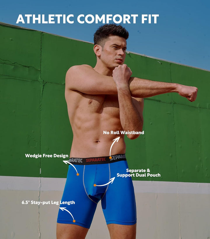 Separatec Sport Boxershorts Herren Schnelltrocknende Unterhosen Männer mit Doppelter Beutel Retrosho