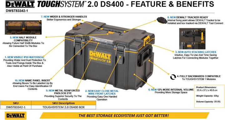 Dewalt DS400 Werkzeugbox DWST83342-1 (ToughSystem 2.0, grosse Werkzeugbox für allgemeinen Einsatz, I