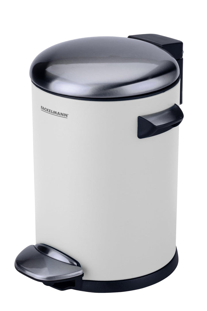 FACKELMANN PARIS Pedal-Abfallsammler 3L White mat – Eleganter Abfalleimer in Weiss, Integrierte Beut